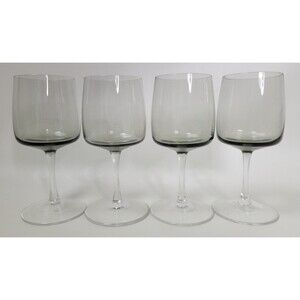 4 Vintage Peill & Putzler Cora Smoke Wine Glasses‎ 5 3/8"